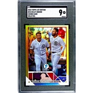 2023 Topps 1st Edition 215 Gold Foil Combo Riley Greene Miguel Cabrera  SGC 9 MT